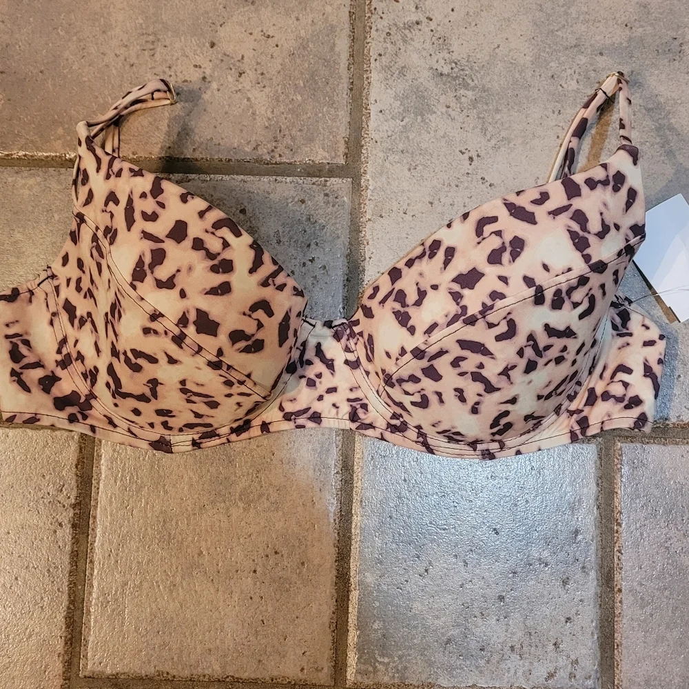 WeWoreWhat Tortoise shell Belted High Waist Bikini Set L NWT